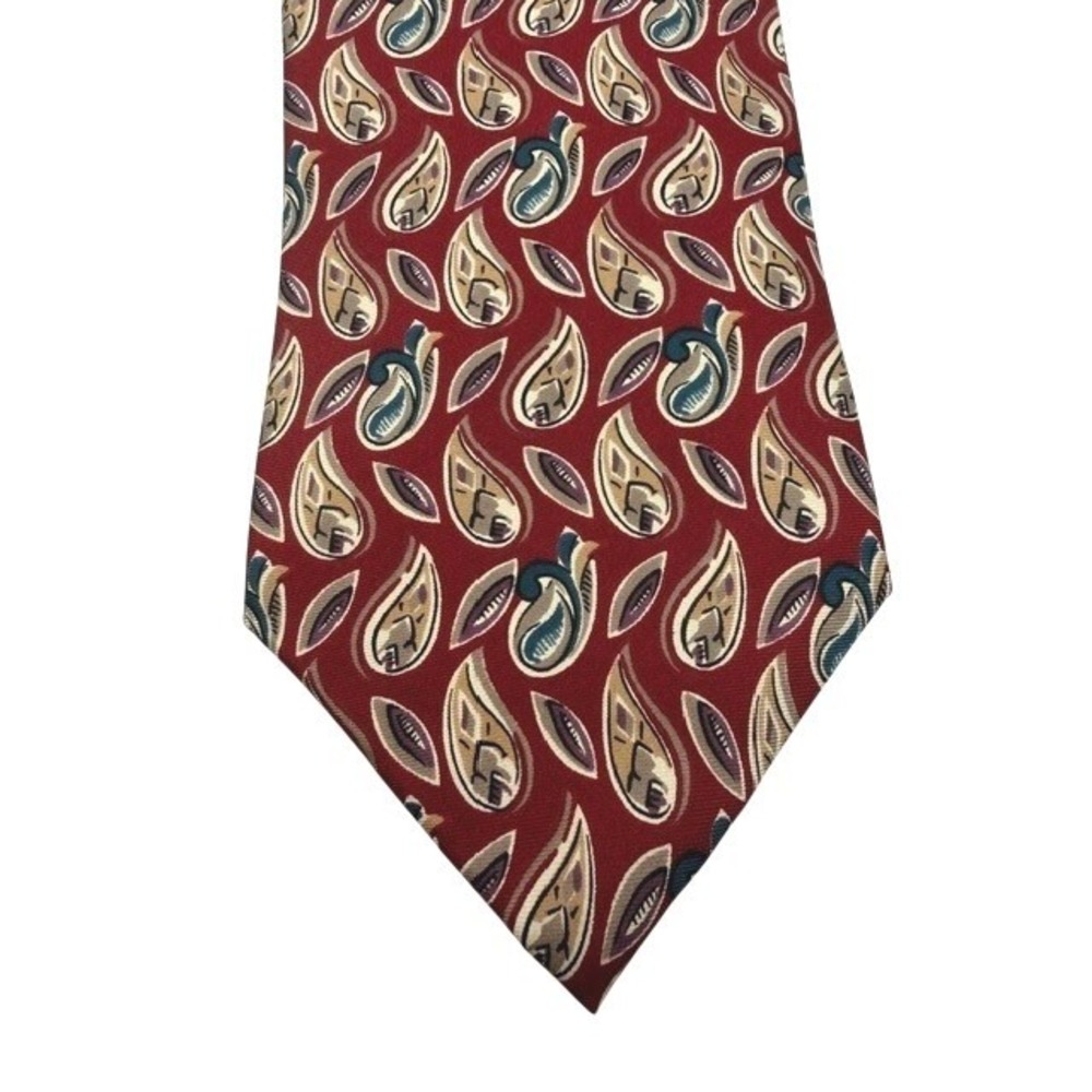Vintage Christian Dior Monsieur Mens Red Paisley Italian Silk Tie Made in USA